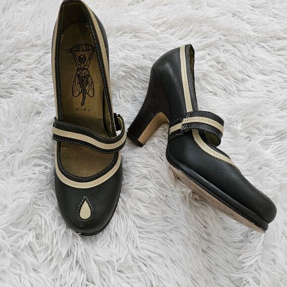Fly Girl Fly London Retro Style Mary Jane Leather Pumps Size 39 - Picture 1 of 7